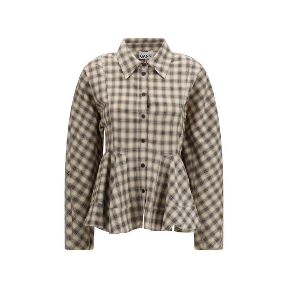 Ganni Beige Cotton Women's Blouse